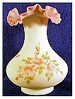 Fenton Autumn Leaves / Rose Burmese 7" fat vase