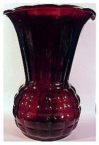 ROYAL RUBY 9" flared vase (Bubble)  Anchor Hocking