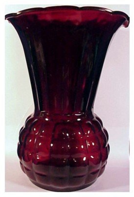 ROYAL RUBY 9&quot; flared vase (Bubble)  Anchor Hocking