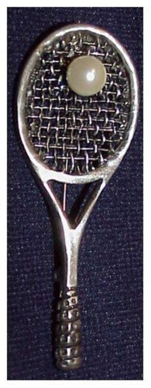 Mexican sterling tennis racket and ball pin