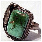 American Indian turquoise ring with feather ( size 7)