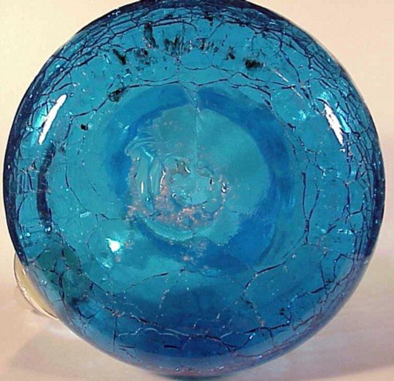 Crackle glass 5 1/4&quot; blue pitcher (Pilgrim)