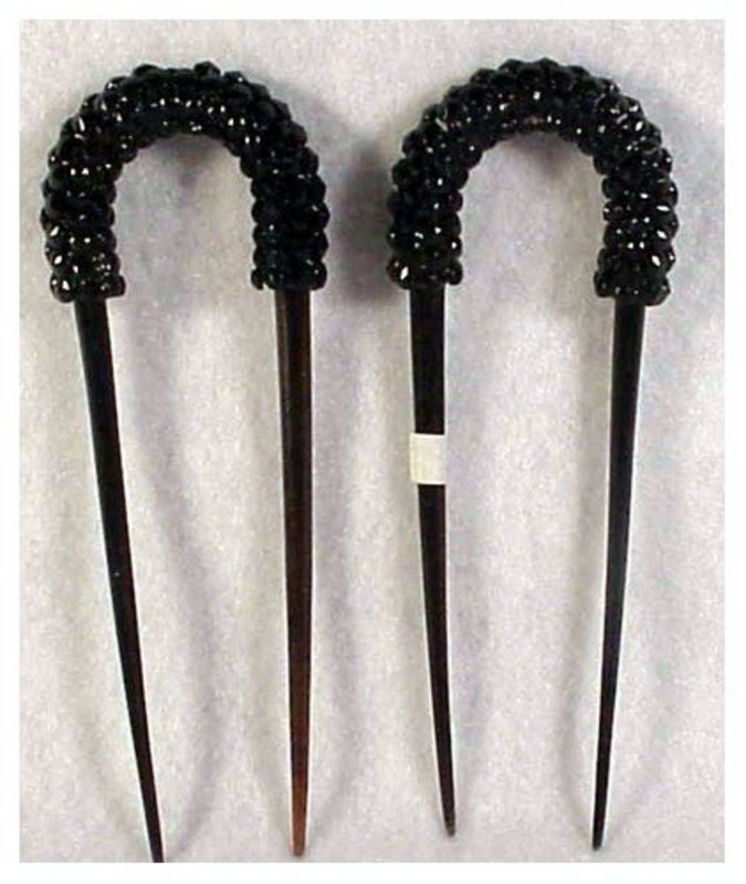 Victorian beaded mourning hair pins (2)