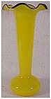 Czechoslovakia solid yellow vase with applied jet rim