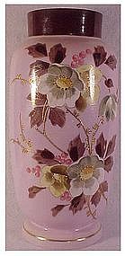 Bohemian (Muhlhaus) 11 3/4" hand painted pink vase