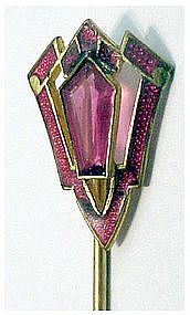 Art Deco gold filled ruby scarf pin / stick pin