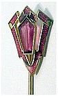 Art Deco gold filled ruby scarf pin / stick pin