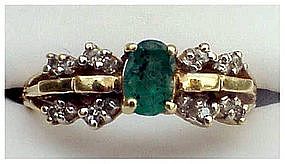 14K 1/2 cts Emerald and diamond ring (size 6 1/2)