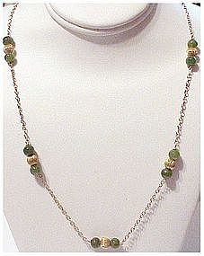 14K & jade bead necklace  (21" long)
