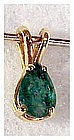14K .7 Cts emerald pear shaped pendant
