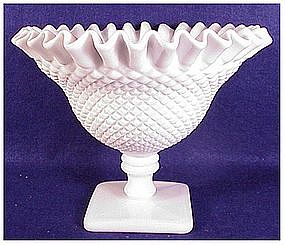 ENGLISH HOBNAIL MILK GLASS (SQUREBSE) compote