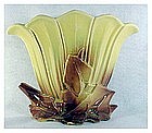 McCoy two tone yellow/brown small fan vase 10"
