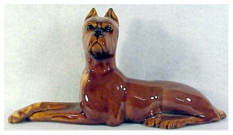Haeger 11&quot; Boxer figurine # 1396 Walnut color 1954