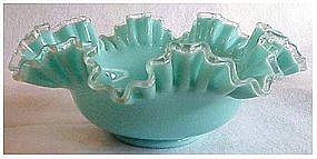 Fenton 10" Silver turquoise bowl