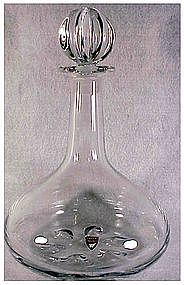 Orrefors decanter with flower shape stopper, signed