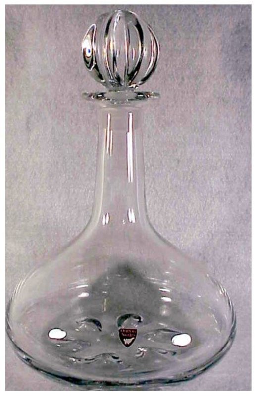Orrefors decanter with flower shape stopper, signed