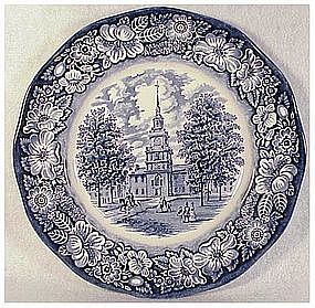 Liberty Blue dinner plate floral rim  by Staffordshire