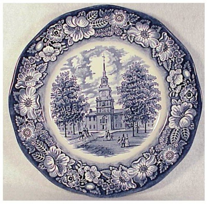 Liberty Blue dinner plate floral rim  by Staffordshire