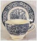 Liberty Blue cup and saucer set (flat) by Staffordshire