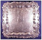 Vintage large square footed tray Sheridan Silver Plate