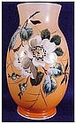 Bristol glass vase hand painted - English