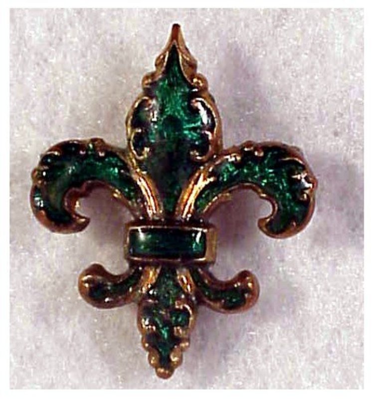 Enameled fleur de lis watch pin holder - Victorian