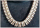 Trifari clear rhinestone faux pearl necklace