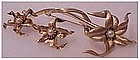 Boucher gold tone Lily with Pearl pin & earrings