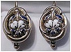 18K ca1840 white enamel yellow gold Victorian earrings