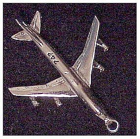 Plane, 747 Jumbo Jet Charm - Sterling Silver-3 D