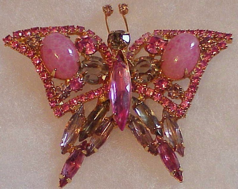 Juliana D & E pink rhinestone butterfly