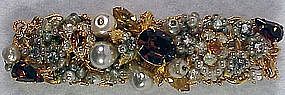 Original by Robert rhinestone & pearl encrusted bar pin