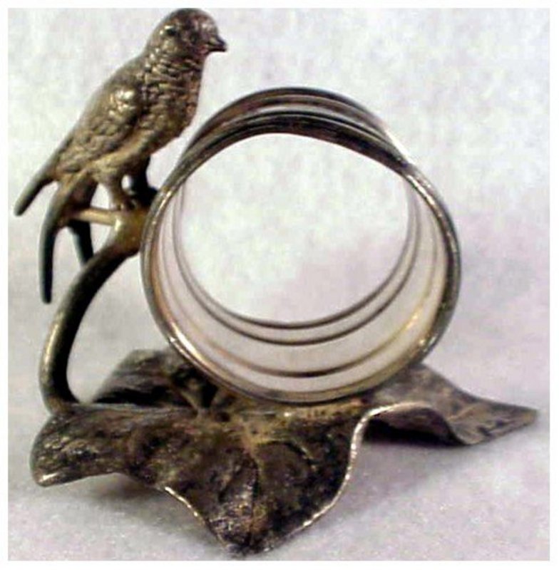 Victorian Meriden long tailed bird...banded napkin ring
