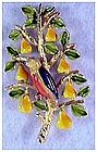 Cadoro "Patridge in a Pear Tree" enameled pin / brooch