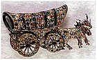 Enamel Rhinestone Covered Wagon & oxen pin with...