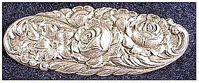 S. Kirk & Son 12F Sterling Rose repousse brooch / pin