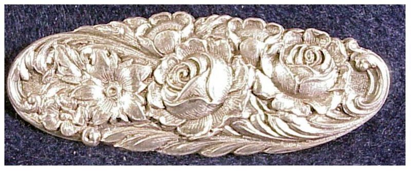 S. Kirk & Son 12F Sterling Rose repousse brooch / pin