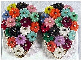 Wired Floral dress clip small 5 petaled plastic flowers