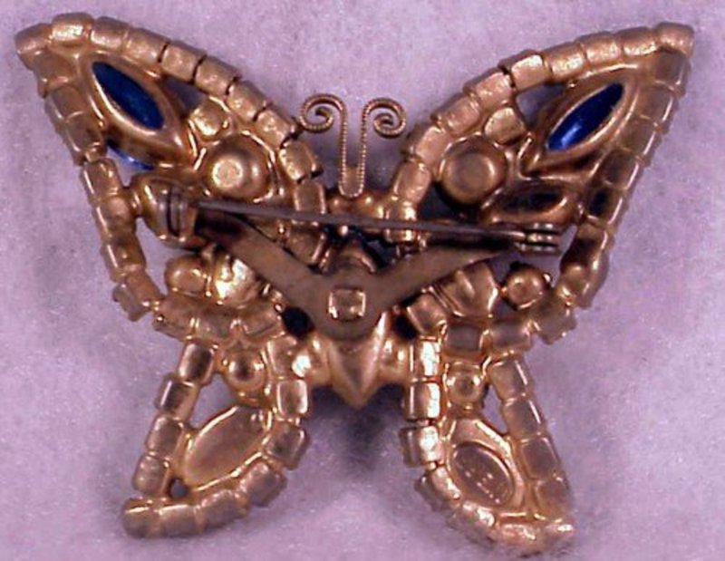 Weiss multi colored rhinestone butterfly pin / brooch
