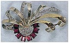 Boucher Phrygian Cap sterling vermeil retro ribbon pin