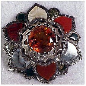 Sterling  Scottish Agate cairngorn brooch- pre 1880