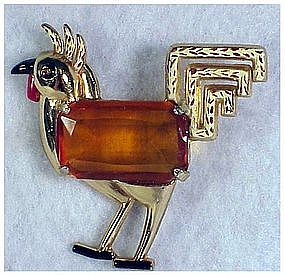 Coro rooster with large crystal stomach & enamel tail