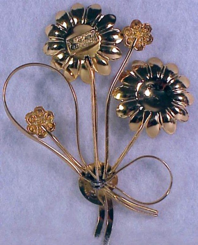 CoroCraft sterling vermeil sunflower brooch