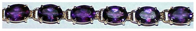 14K yg oval amethyst bracelet-10cts total stone weight