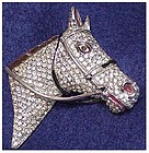 Coro (Script) Pave & enamel horse head pin