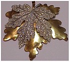 McClelland Barclay gold and pave silver maple leaf pin