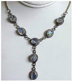 Moonstone  ( 5.5 cts)  sterling lariat necklace - 16"