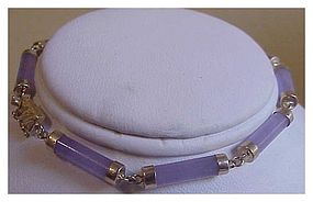 14K yg lavender tubular jade bracelet  (9 segments)