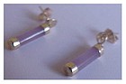 14K  yg lavender tubular jade earrings