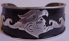 Mexican sterling Aztec warrior bracelet -Taxco